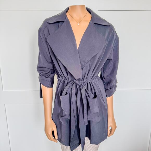 NWT-Miami of Francesca’s, Emilee Drawstring Black Utility Jacket, Women’s Small - Picture 1 of 10